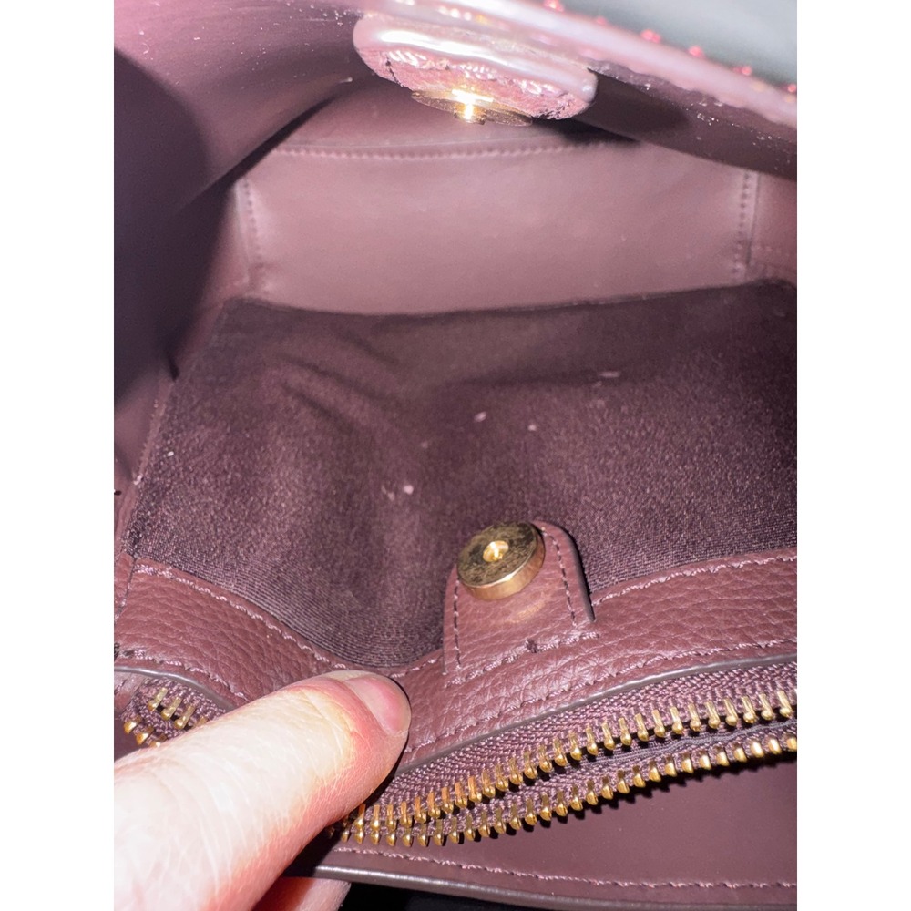Coach Town Bucket Bag Red Pebbled Leather Gold Hardware Bag 91122 - Picture 5 of 9